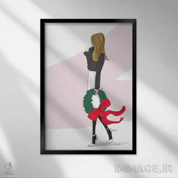 تابلو دکوراتیو کریسمس مبارک اثر هدر استیلافسن - نمای قابدار مشکی