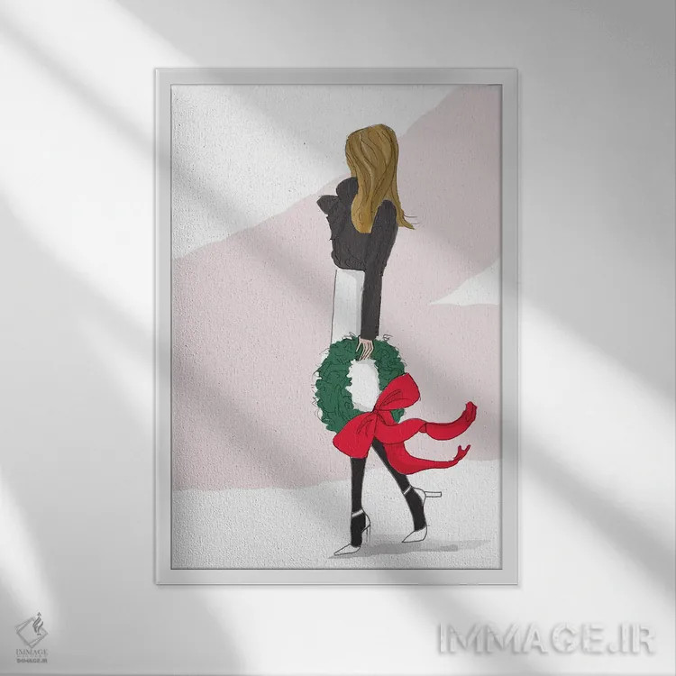 تابلو دکوراتیو کریسمس مبارک اثر هدر استیلافسن - نمای قابدار سفید