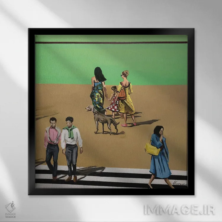 تابلو دکوراتیو پیاده روی اثر مارینا کوتسو سپیرو - نمای قابدار مشکی