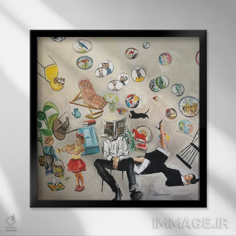 تابلو دکوراتیو داستان های خانه اثر مارینا کوتسو سپیرو - نمای قابدار مشکی