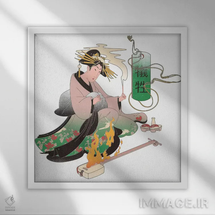 تابلو دکوراتیو "فداکاری" اثر ماتیوله - نمای قابدار سفید