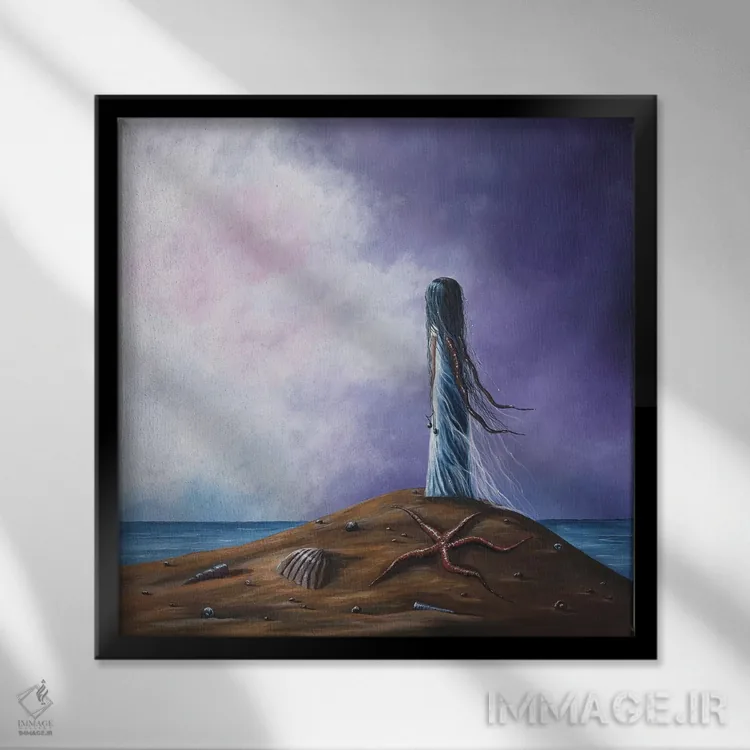 تابلو دکوراتیو پری دریا اثر سالن هنری مون لایت - نمای قابدار مشکی
