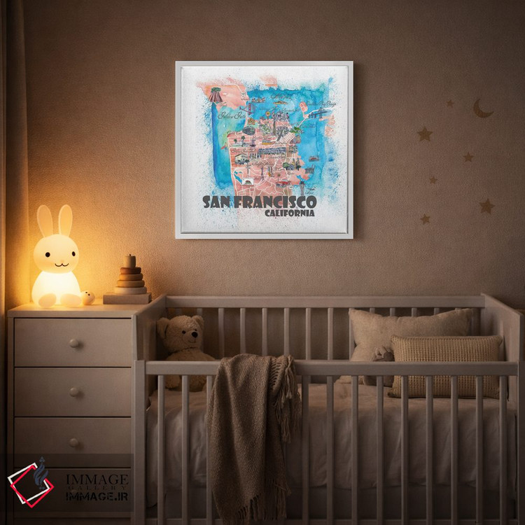 تابلو دکوراتیو سان فرانسیسکو آمریکا - نقشه تصویری اثر مارکوس و مارتینا بلیشنر - D3W