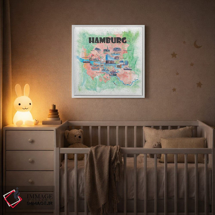 تابلو دکوراتیو هامبورگ آلمان - نقشه تصویری اثر مارکوس و مارتینا بلیشنر - D3W
