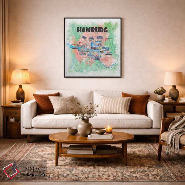 تابلو دکوراتیو هامبورگ آلمان - نقشه تصویری اثر مارکوس و مارتینا بلیشنر - D5B