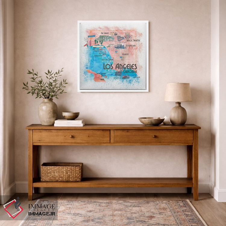 تابلو دکوراتیو لس آنجلس آمریکا - نقشه تصویری اثر مارکوس و مارتینا بلیشنر - D5W