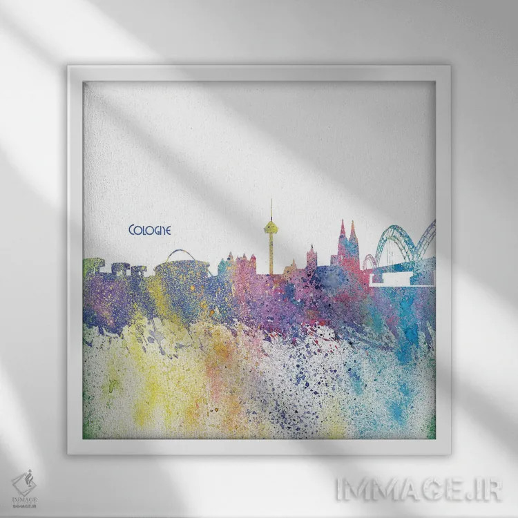 تابلو دکوراتیو نمای سیلوئت کلن آلمان به سبک ایمپرسیونیسم اثر مارکوس و مارتینا بلیشنر - نمای قابدار سفید