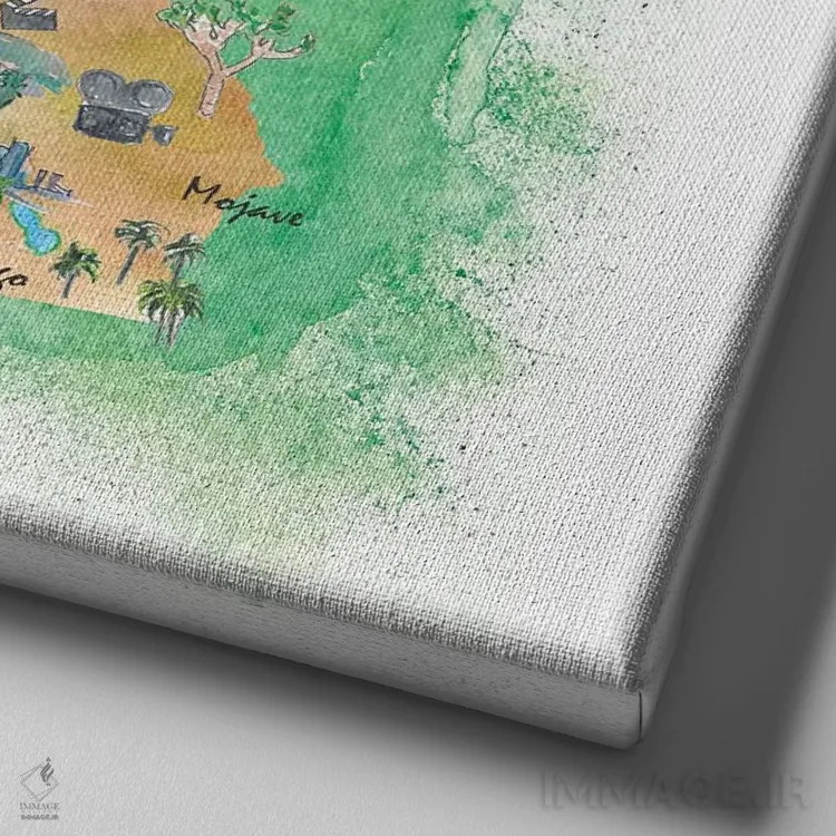 تابلو دکوراتیو پوستر سفر ایالت کالیفرنیا آمریکا اثر مارکوس و مارتینا بلیشنر - نمای نزدیک بافت بوم