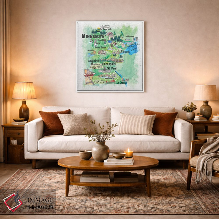 تابلو دکوراتیو پوستر سفر مصور ایالات متحده، مینه سوتا اثر مارکوس و مارتینا بلیشنر - D3W