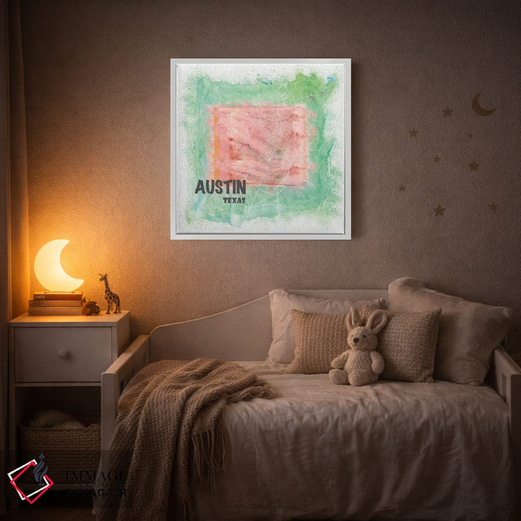 تابلو دکوراتیو نقشه مصور و نماباور آستین تگزاس آمریکا اثر مارکوس و مارتینا بلیشنر - D2W