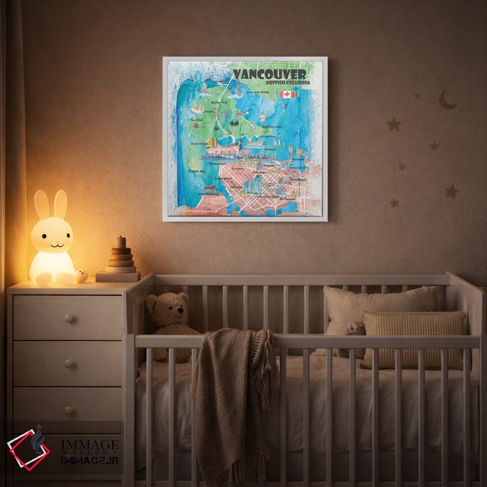 تابلو دکوراتیو نقشه مصور ونکوور بریتیش کلمبیا کانادا اثر مارکوس و مارتینا بلیشنر - D3W