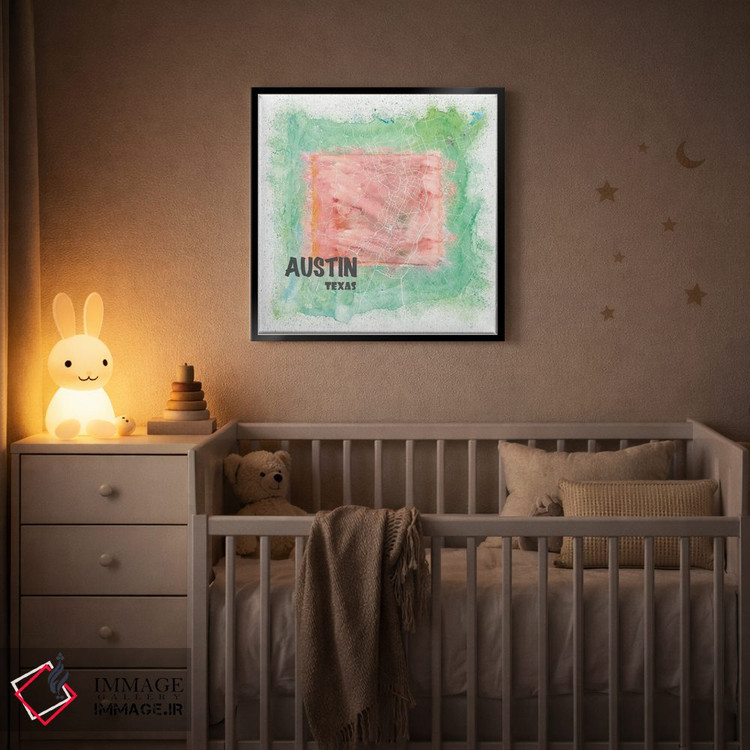 تابلو دکوراتیو نقشه مصور و نماباور آستین تگزاس آمریکا اثر مارکوس و مارتینا بلیشنر - D5B