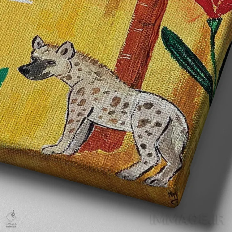 تابلو دکوراتیو "پیاده روی شبانه در جنگل بارانی کنگو" اثر ماگالی مودوکس - نمای نزدیک بافت بوم