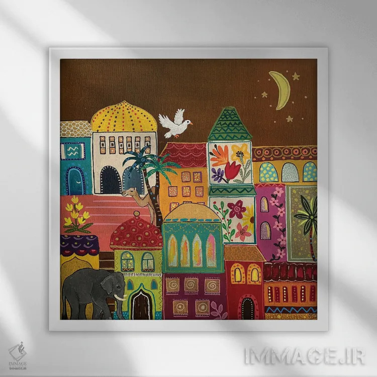 تابلو دکوراتیو "اولین از هزار و یک شب" اثر ماگالی مودوکس - نمای قابدار سفید