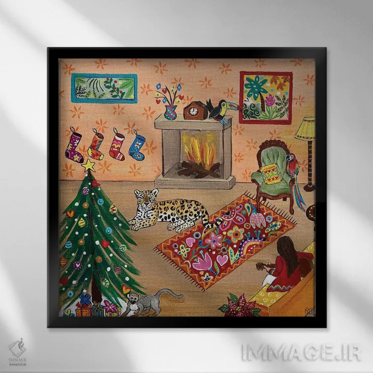تابلو دکوراتیو "کریسمس گرمسیری دنج" اثر ماگالی مودوکس - نمای قابدار مشکی
