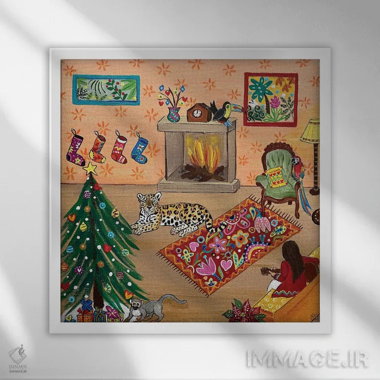 تابلو دکوراتیو "کریسمس گرمسیری دنج" اثر ماگالی مودوکس - نمای قابدار سفید