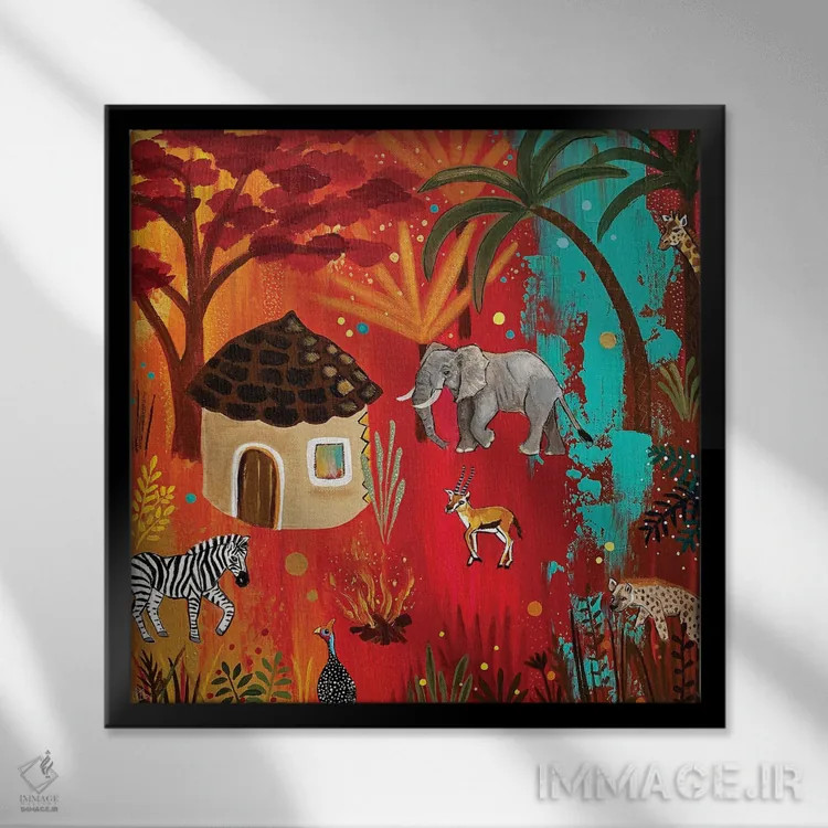 تابلو دکوراتیو "آتش نشین" اثر ماگالی مودوکس - نمای قابدار مشکی