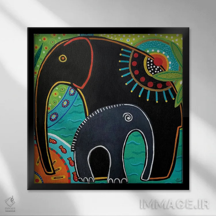 تابلو دکوراتیو "مادر و بچه" اثر ماگالی مودوکس - نمای قابدار مشکی