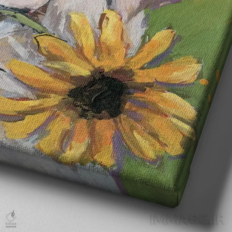 تابلو دکوراتیو قدرت گل ها اثر مولی ای. پول - نمای نزدیک بافت بوم