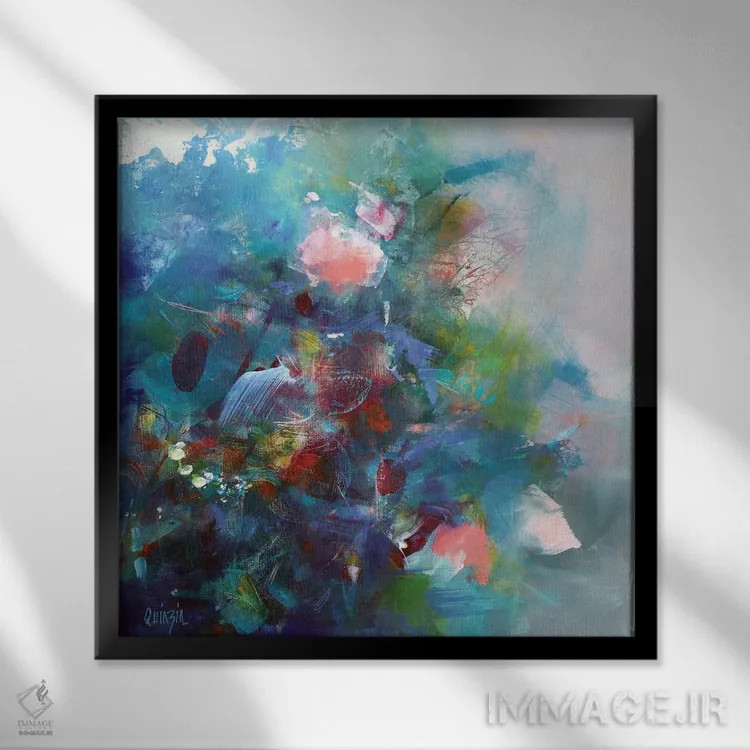 تابلو انتزاعی گیاهان رونده اثر ماریان کووینزین - نمای قابدار مشکی