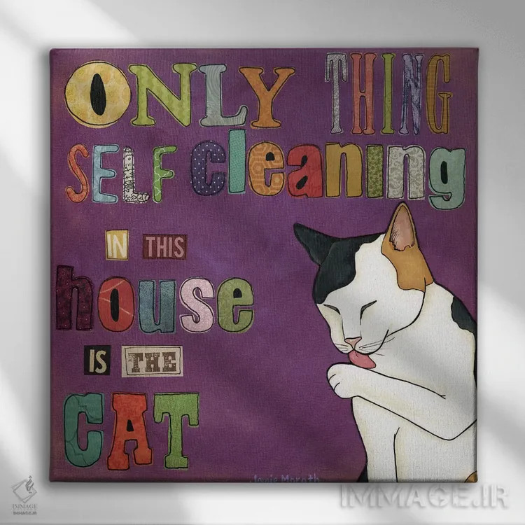 تابلو دکوراتیو گربه خودتمیزشونده اثر جیمی موراث - نمای روبهرو روی دیوار