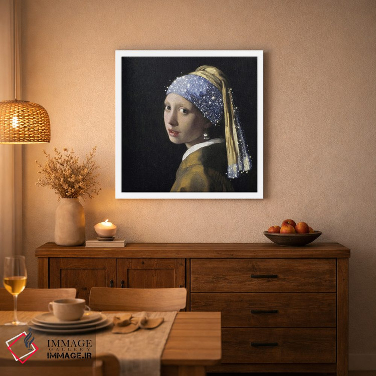 تابلو دکوراتیو دختر با گوشواره مروارید اثر مامبو آرت استودیو - D3W