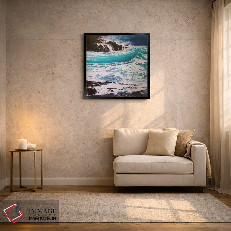 تابلو دکوراتیو Red Rocks III,پاشش آب دریا و صخره های قرمز سه اثر مایکل سول - D4B
