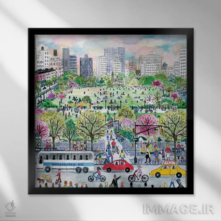 تابلو دکوراتیو پارک شهری اثر مایکل استورینگس - نمای قابدار مشکی