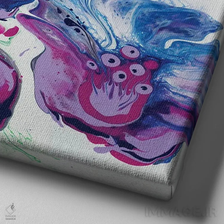 تابلو انتزاعی رقص رنگ ها اثر مارینا استریاکووا - نمای نزدیک بافت بوم