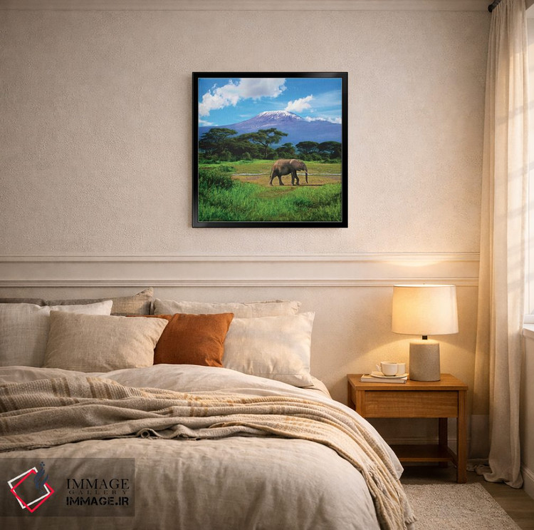 تابلو دکوراتیو Amboseli National Park, Kenya,فیل آفریقایی تنها با کوه کلیما… اثر میوا استاک - D6B