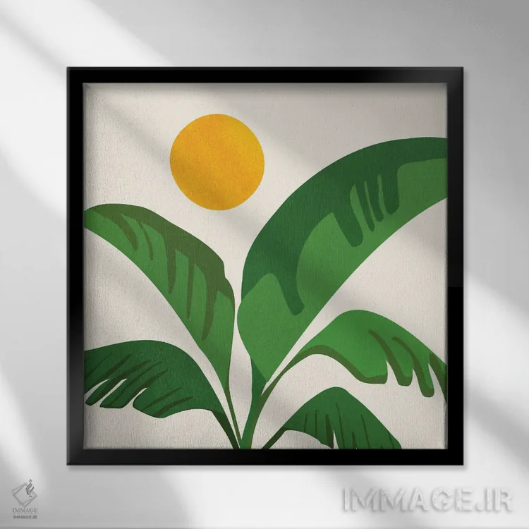 تابلو مینیمال بالای نوک درختان اثر مدرن تروپیکال - نمای قابدار مشکی