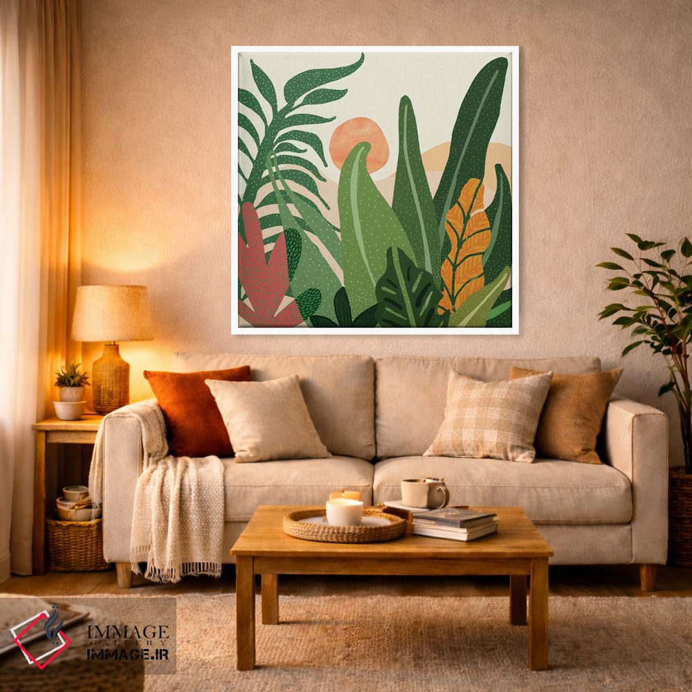 تابلو مینیمال غروب باغ صحرایی اثر مدرن تروپیکال - D2W