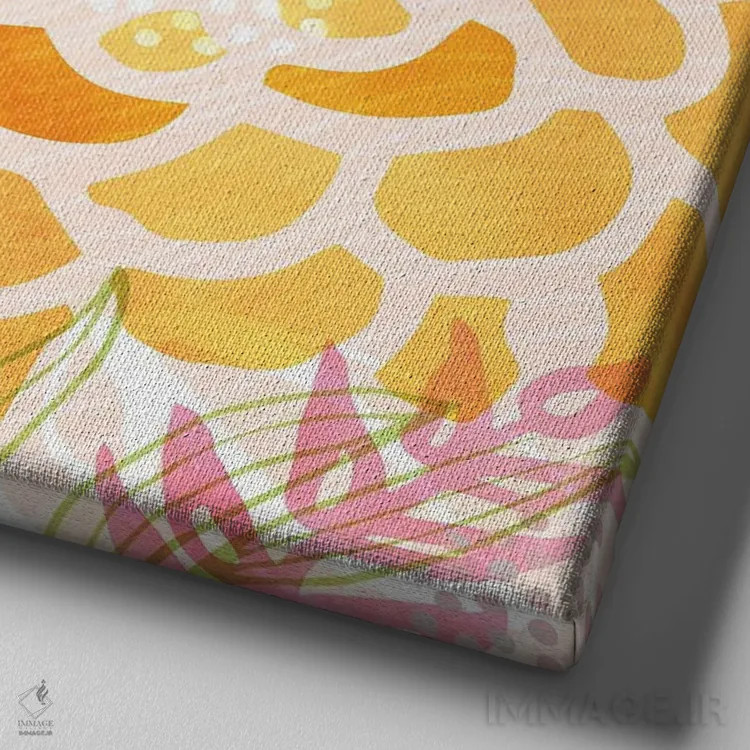 تابلو مدرن کلاژ دسته گل عشق اثر مدرن تروپیکال - نمای نزدیک بافت بوم