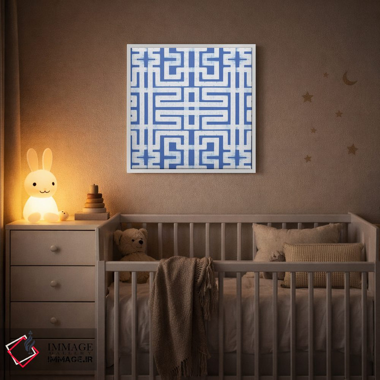 تابلو مدرن لابیرنت نیلی اثر مدرن تروپیکال - D2W