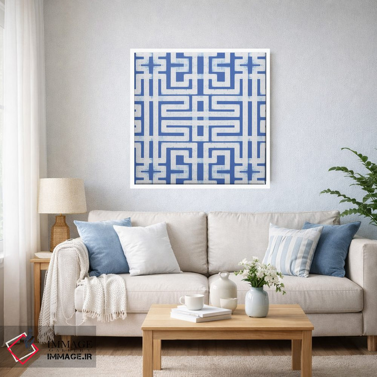 تابلو مدرن لابیرنت نیلی اثر مدرن تروپیکال - D3W