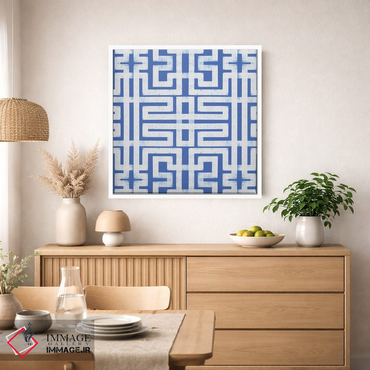 تابلو مدرن لابیرنت نیلی اثر مدرن تروپیکال - D4W