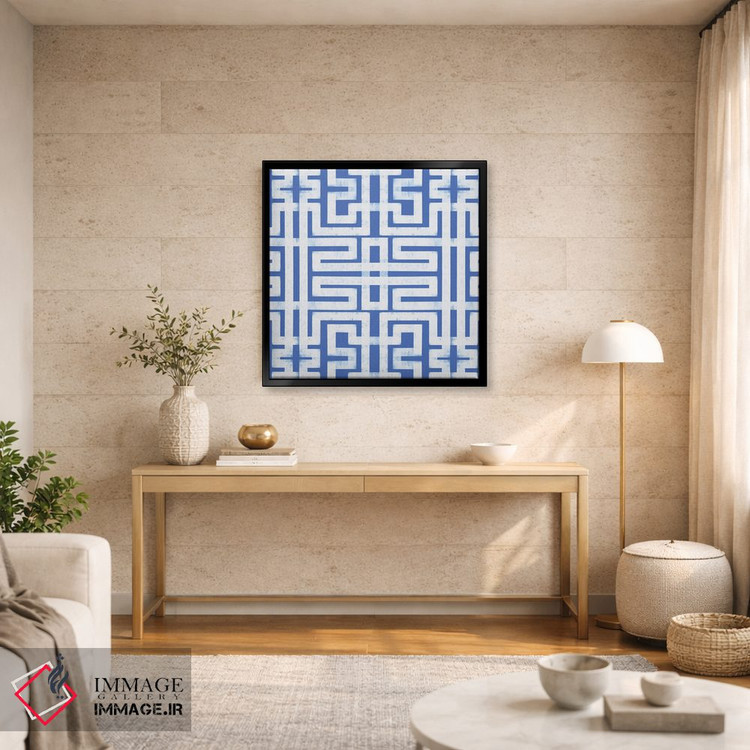 تابلو مدرن لابیرنت نیلی اثر مدرن تروپیکال - D5B