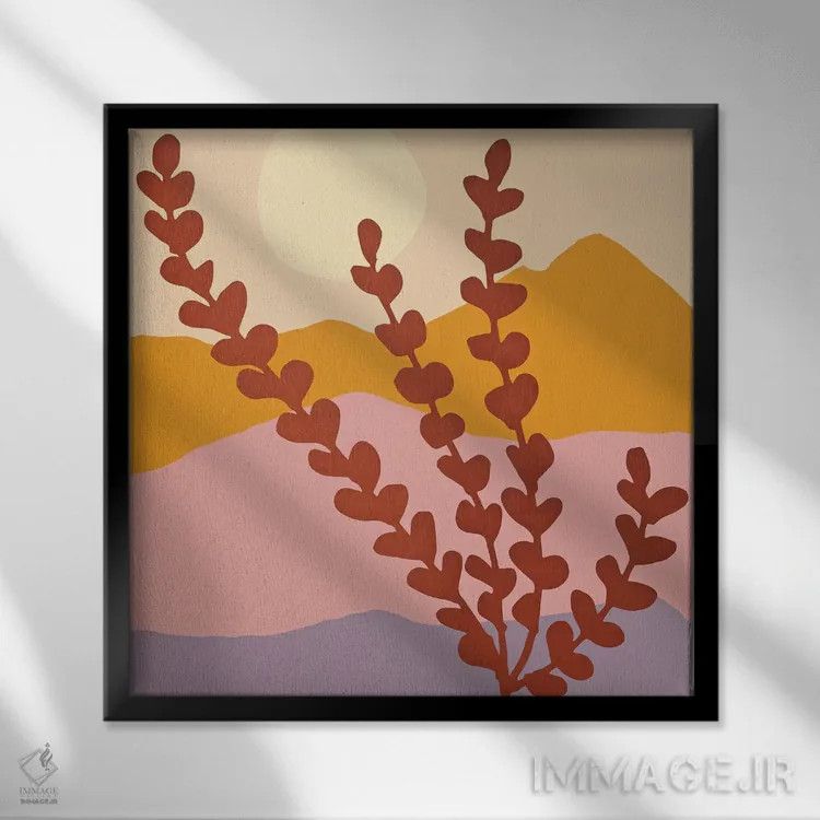 تابلو مینیمال نمای کوهستان اثر مدرن تروپیکال - نمای قابدار مشکی