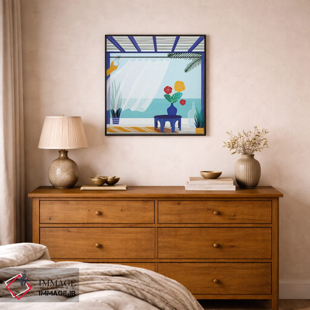 تابلو دکوراتیو ویلا کنار دریا اثر مدرن تروپیکال - D1B