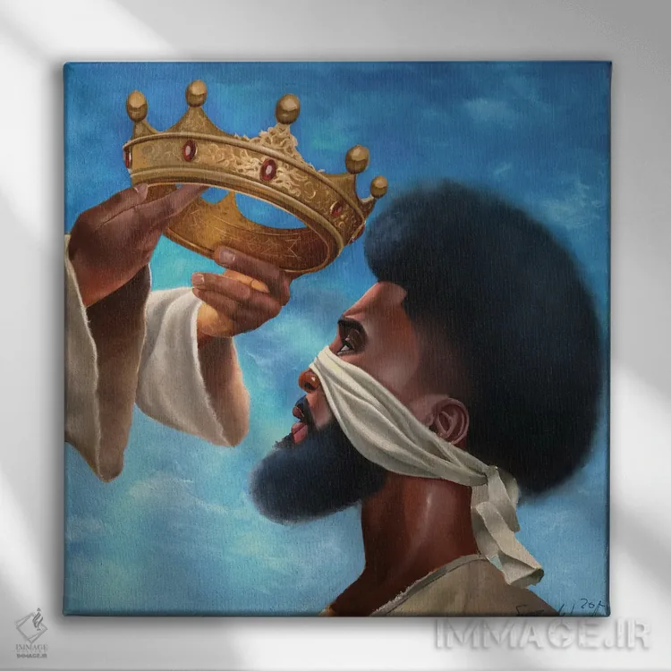 تابلو دکوراتیو تاج بگذار ای خداوند اثر سلام محمد - نمای روبهرو روی دیوار
