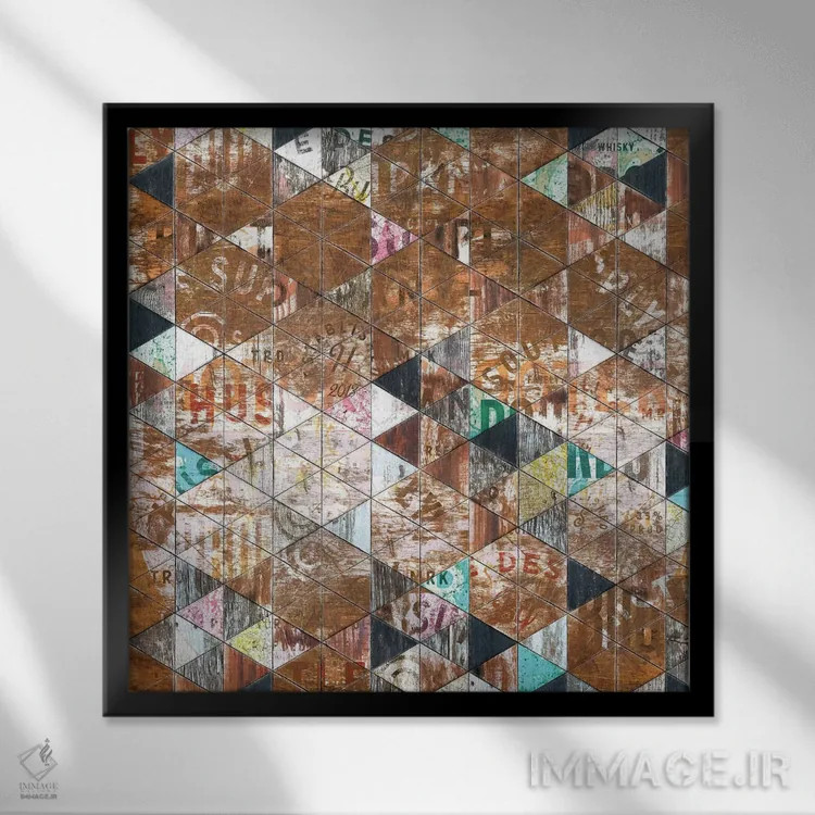 تابلو انتزاعی الگوی تابلوی قدیمی فرسوده اثر دیه گو تیریگال - نمای قابدار مشکی