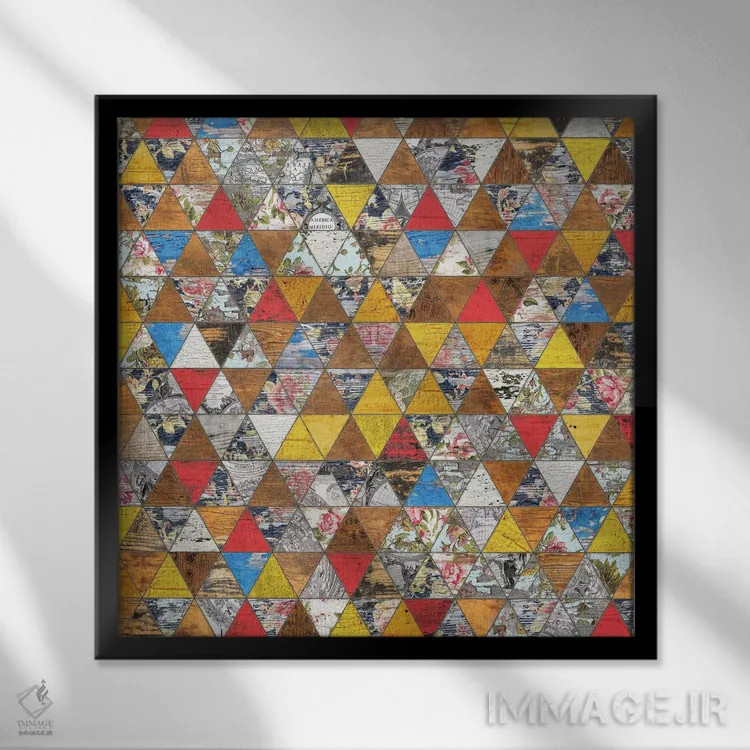 تابلو انتزاعی هندسه روستایی دو اثر دیه گو تیریگال - نمای قابدار مشکی