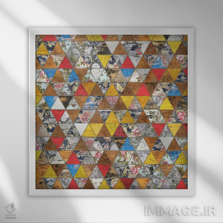 تابلو انتزاعی هندسه روستایی دو اثر دیه گو تیریگال - نمای قابدار سفید