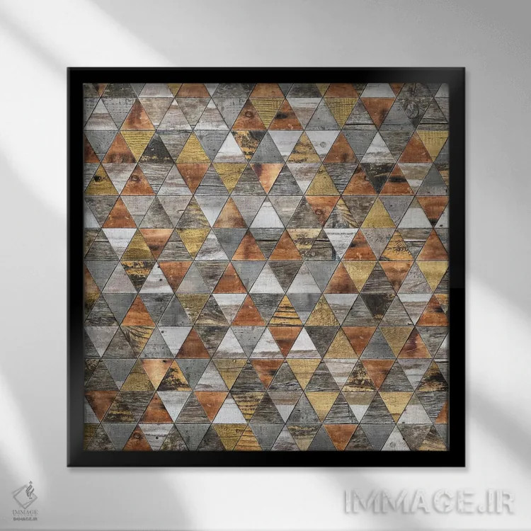 تابلو انتزاعی هندسه روستایی سه اثر دیه گو تیریگال - نمای قابدار مشکی