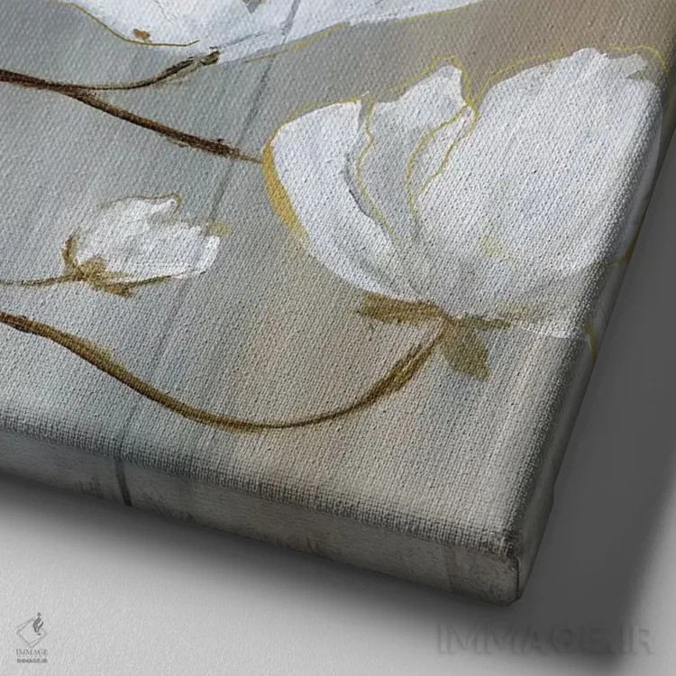 تابلو دکوراتیو تابستان در رنگ های خنثی یک اثر نان - نمای نزدیک بافت بوم