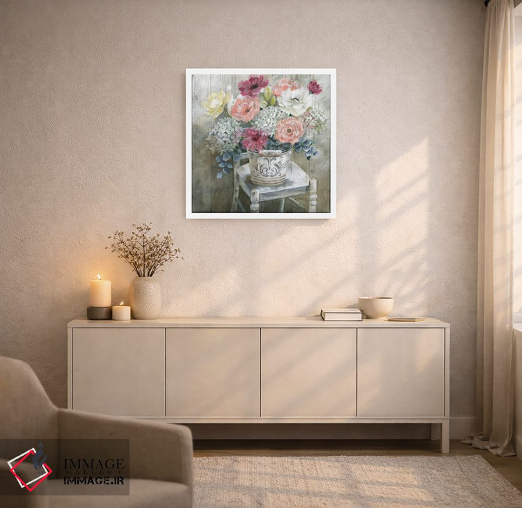تابلو مدرن دسته گل کلبه دنج اثر نان - D4W