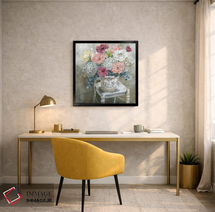 تابلو مدرن دسته گل کلبه دنج اثر نان - D6B