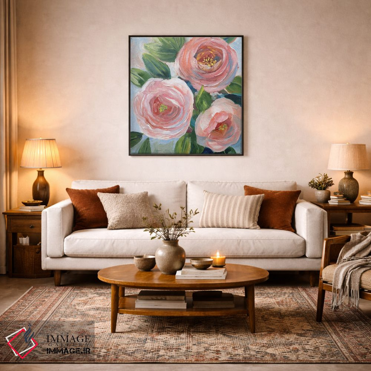 تابلو دکوراتیو دسته گل هلو شیرین اثر نان - D3B