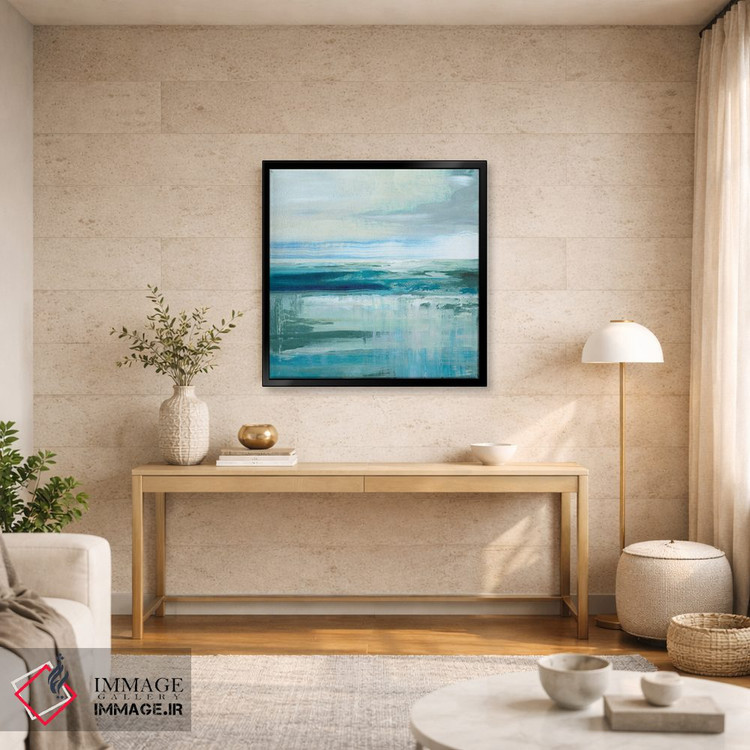 تابلو مینیمال دریا و سبزآبی انتزاعی اثر نان - D6B