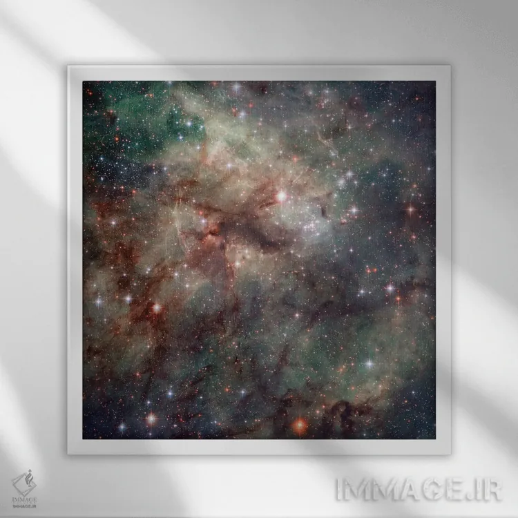 تابلو دکوراتیو نمای نزدیک NGC 2060 و NGC 2070، سحابی تارانتولا اثر ناسا - نمای قابدار سفید